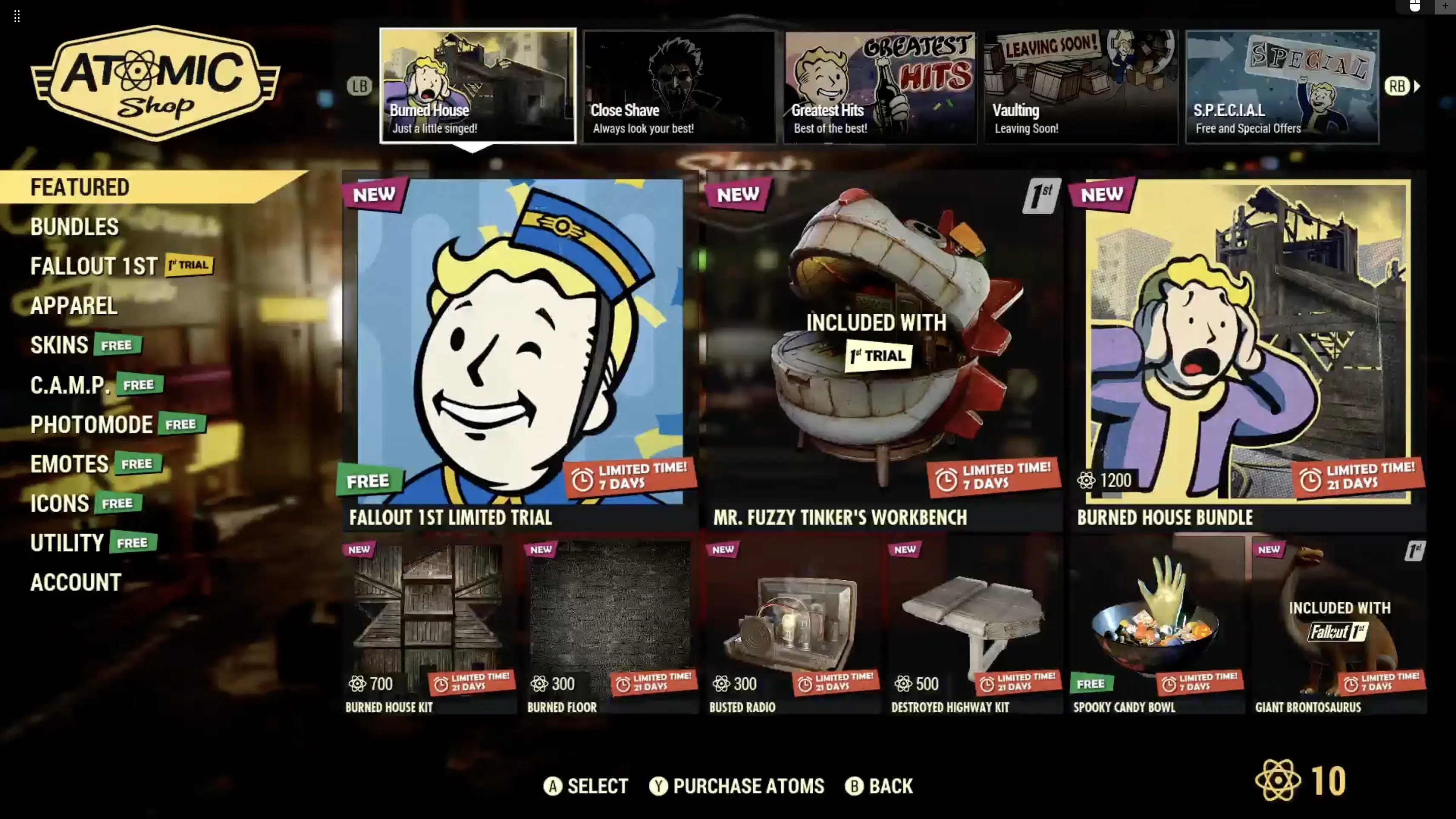 Fallout 76 Atomic Shop weekly update for October 31